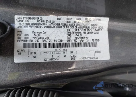 2013 Ford Focus Se z USA, uszkodzony, nr VIN 1FADP3F25DL114125